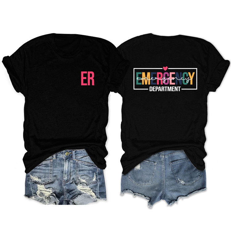 Double-sided Printed Short-sleeved Lettered Casual T-shirt Blouses