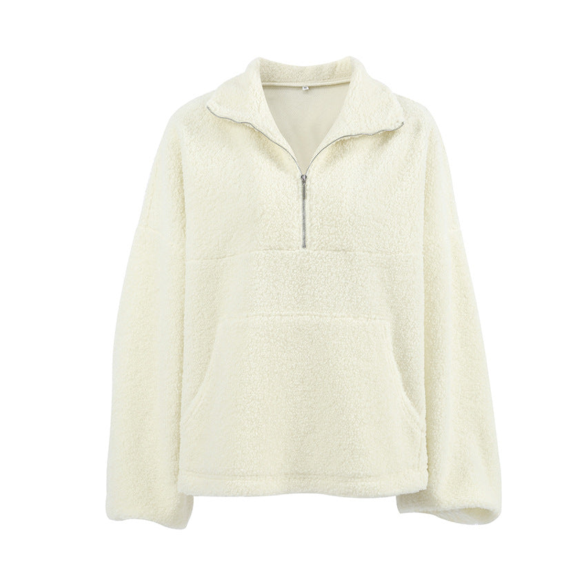 Cashmere Thermal Pullover Hoodie Zipper Collar Sweaters