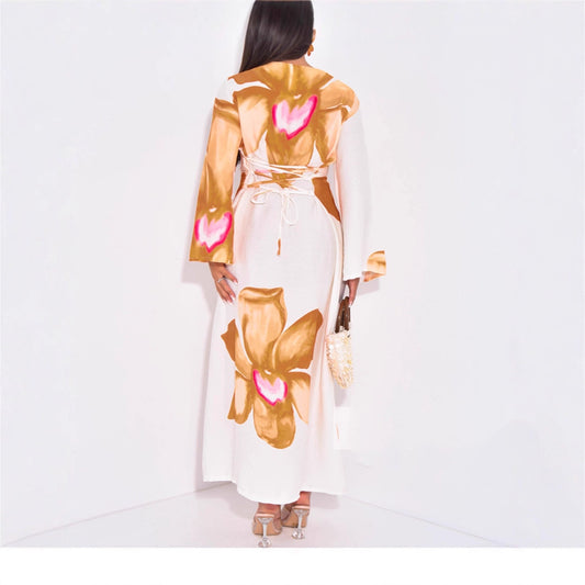 Creative Loose Long Sleeve Printed Dress Dresses