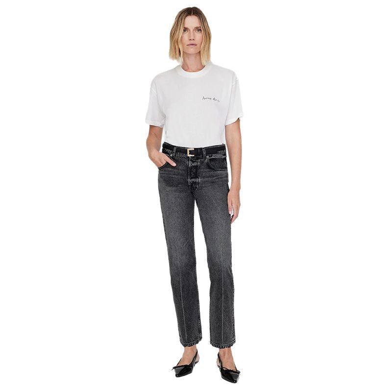 Women's Rear English Iti Letter Printing White Round Blouses