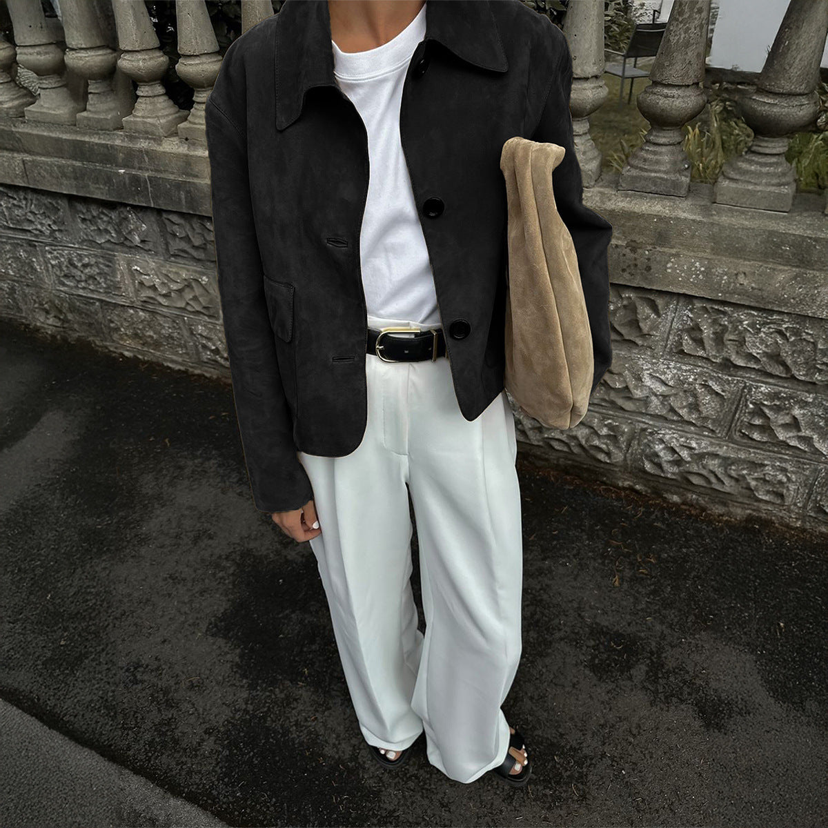 Women's Leisure Commute Button Solid Color Long-sleeved Coats