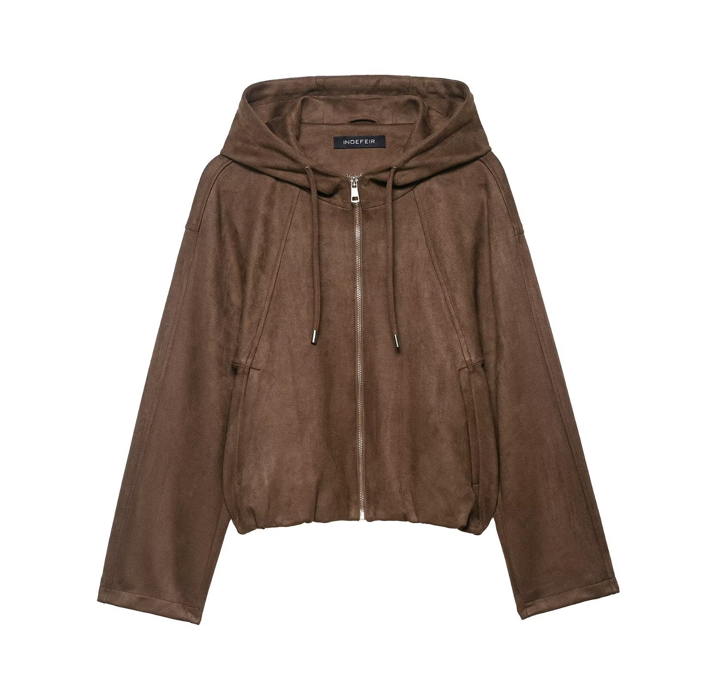 Women's Fashion Hooded Suede Effect Bomber Jackets