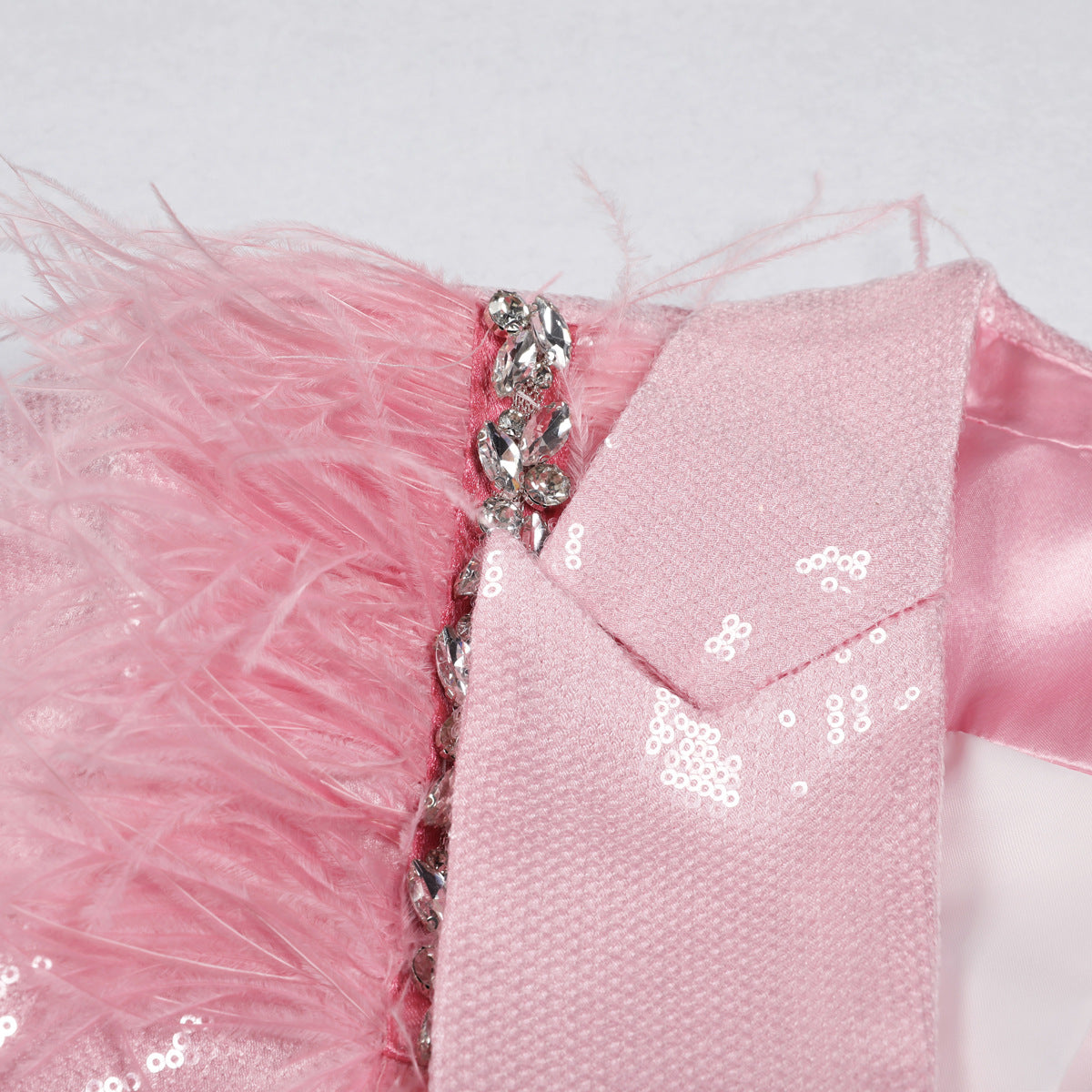 Women's Quality Stage Pink Sequin Feather Small Blazers