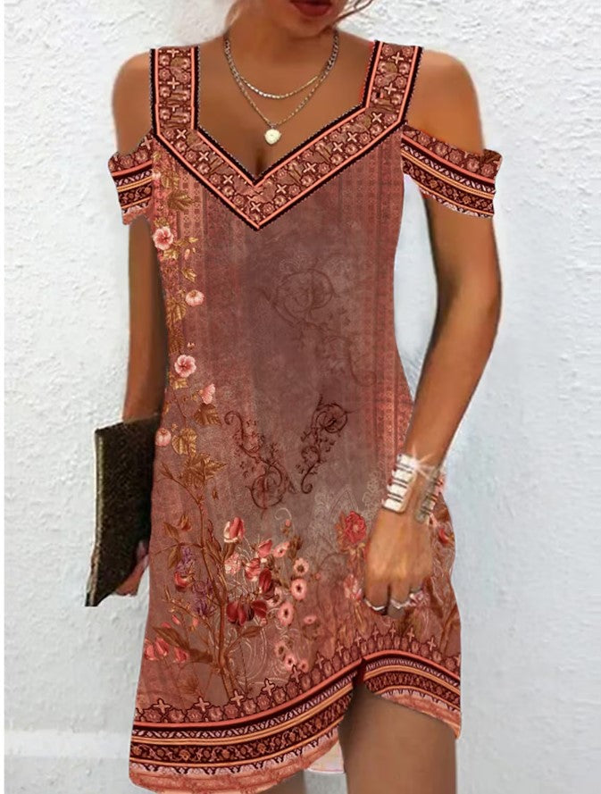 Women's Popular Summer Sexy Sleeves Printing Dresses