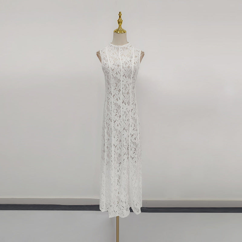 Women's Retro French Embroidered Lace Long Dress Skirts