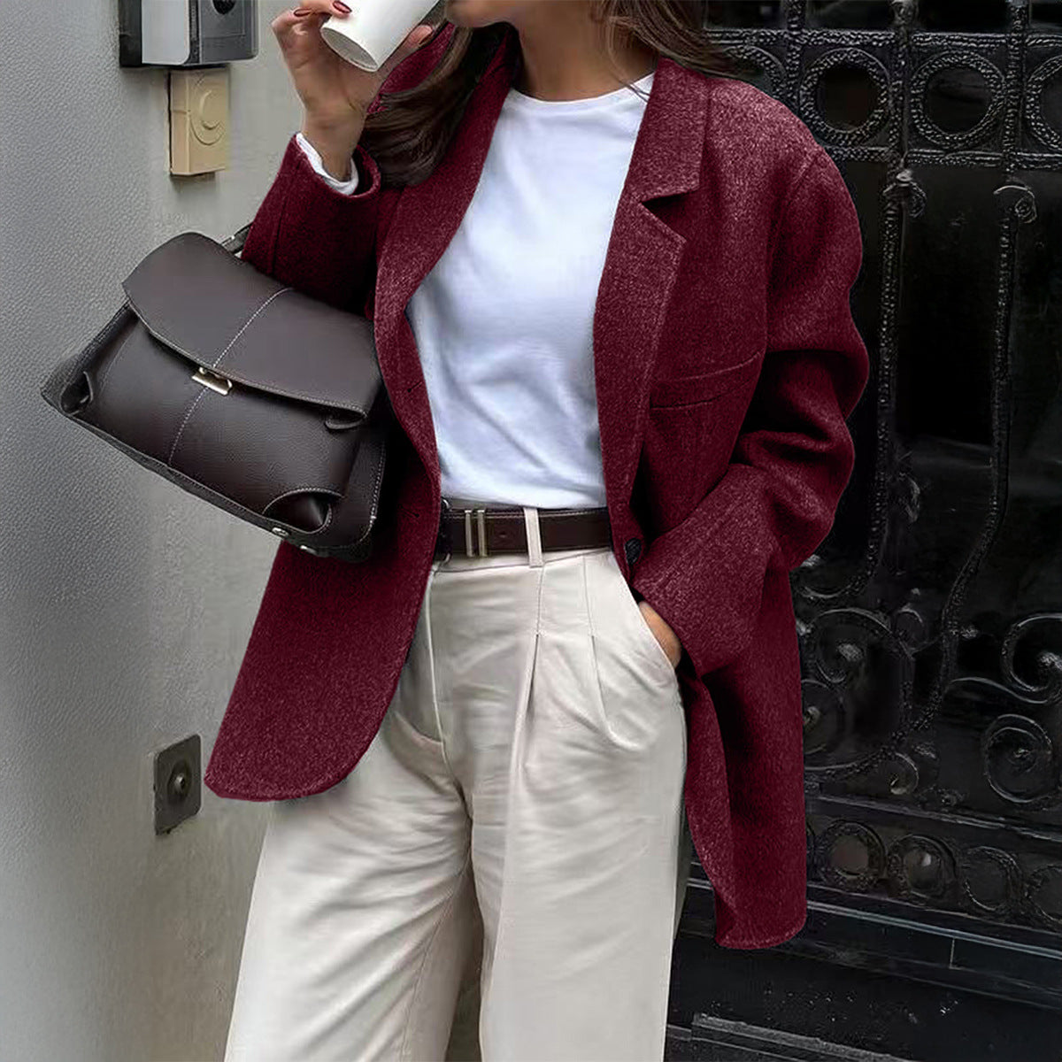 Women's New Slouchy Casual Solid Color Blazers