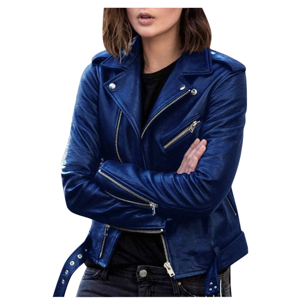 Women's Trendy Leather Motorcycle Slim Winter Coats