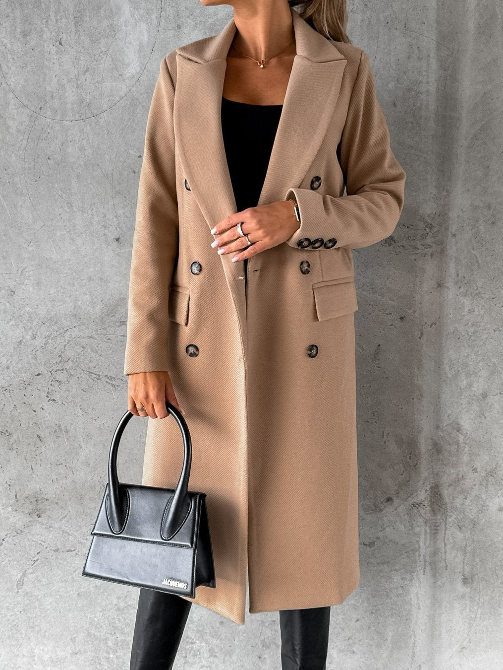 Women's Minimalist Long Sleeve Double Breasted Casual Coats