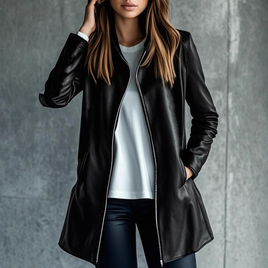 Women's Leather Elegant High-grade Versatile Leisure Warm Jackets