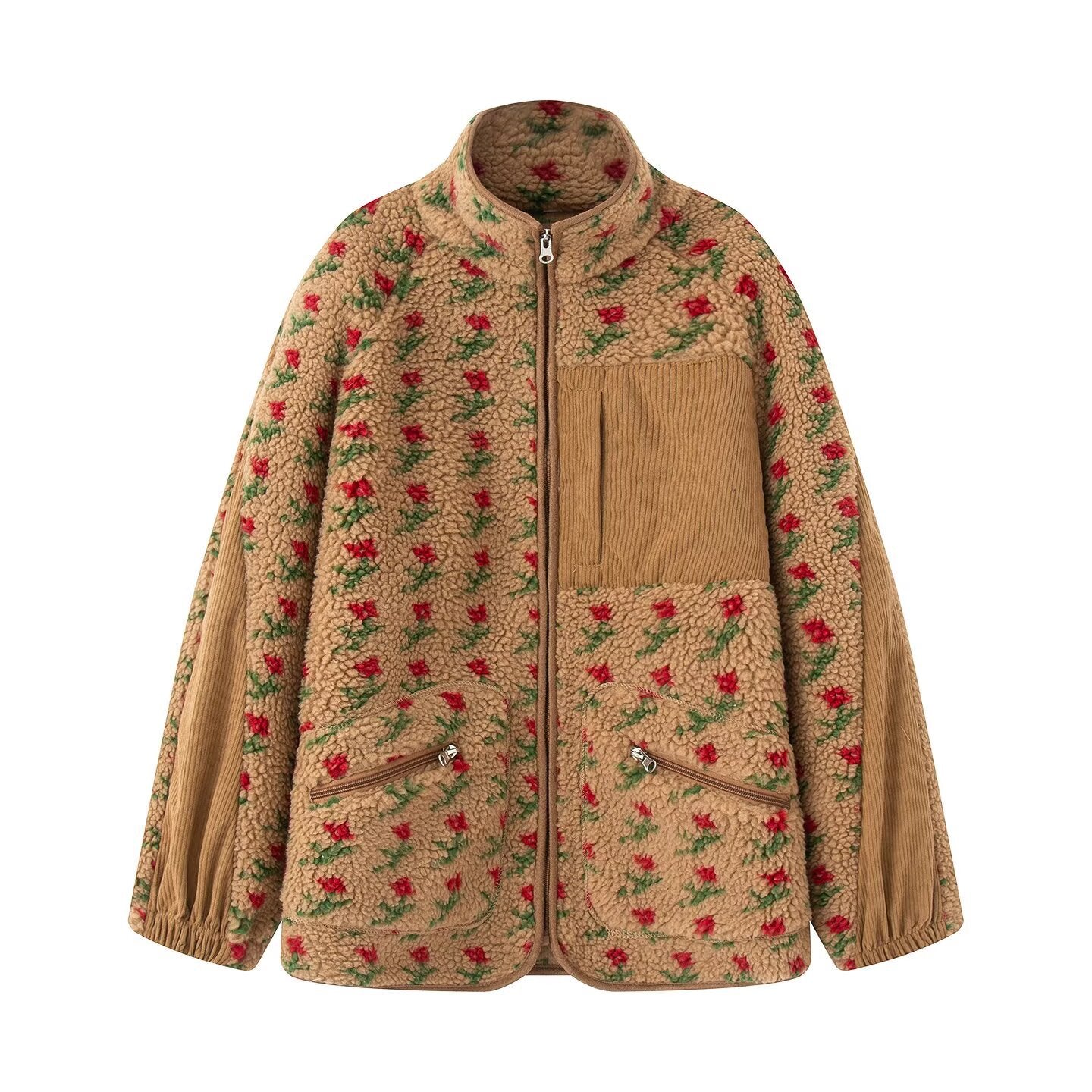 Women's Street Fashion Jacquard Polar Fleece Coats