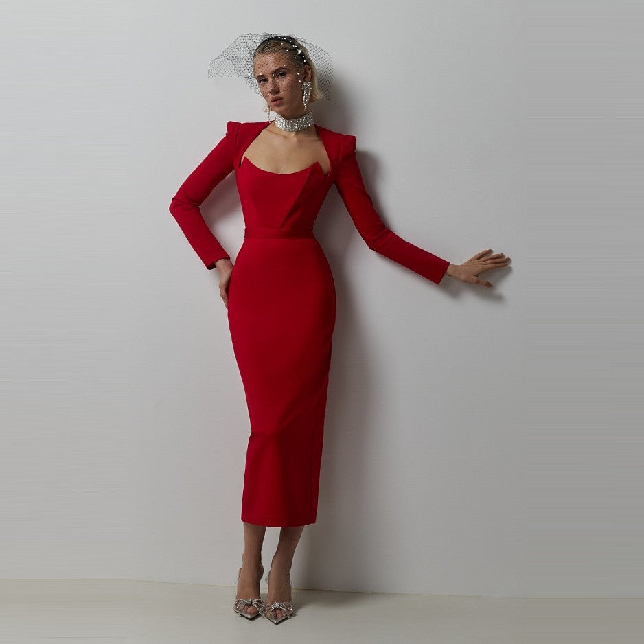 Women's Style Dress Square Collar Horn Shoulder Dresses