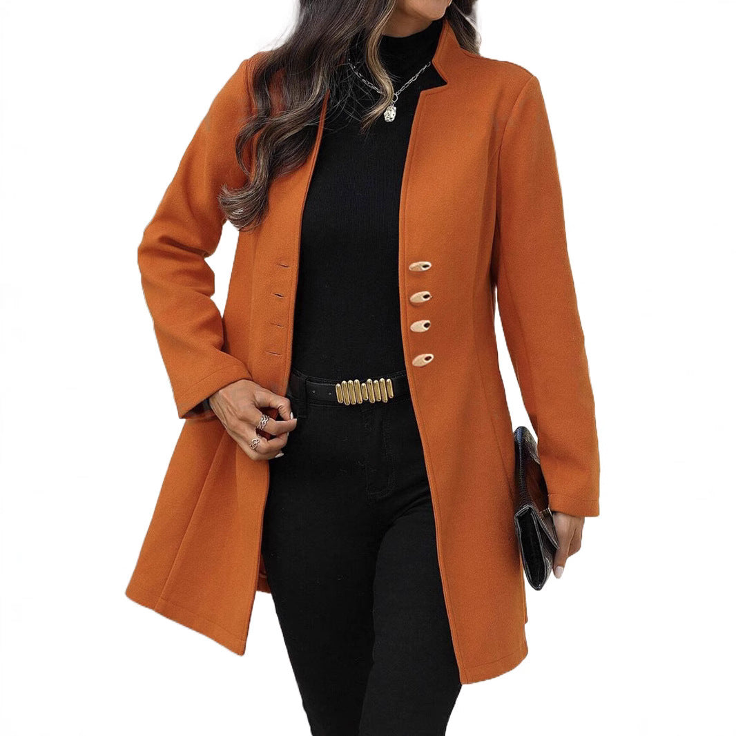 Women's Korean Style Lapel Slimming Solid Color Coats