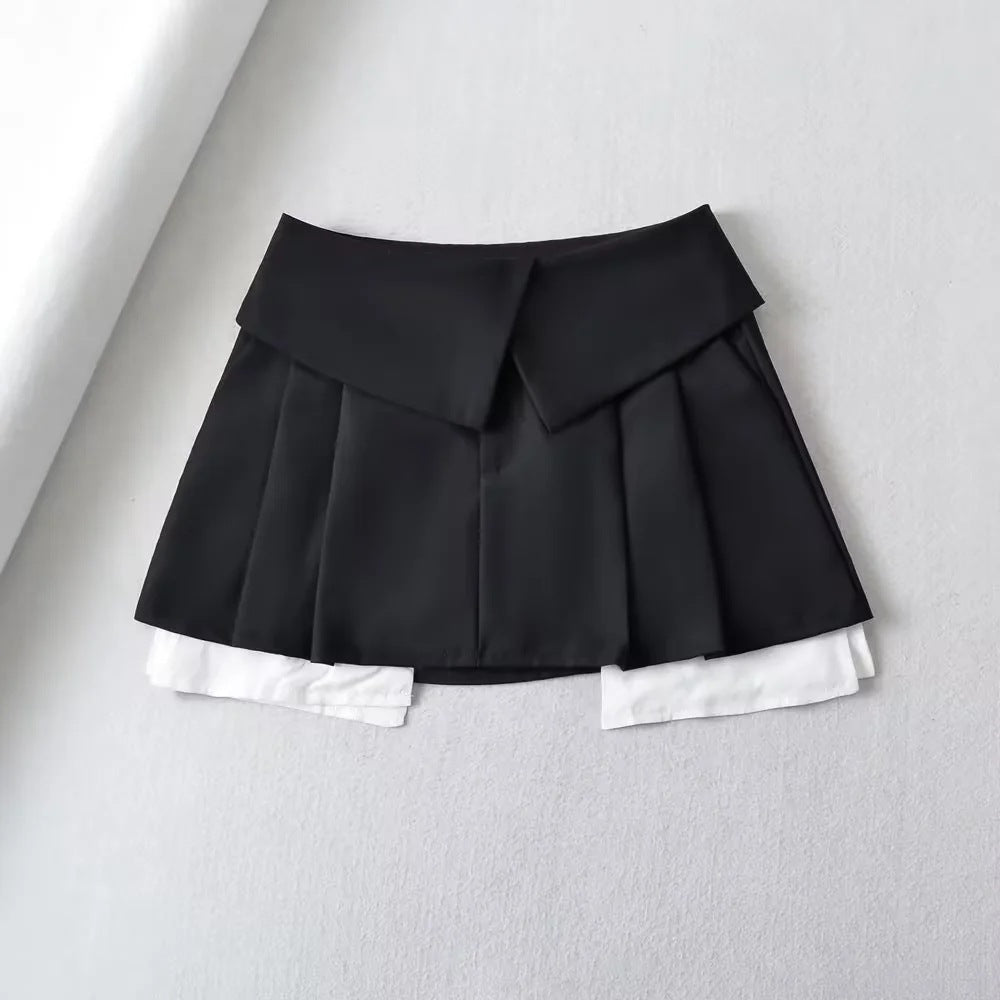 Women's Preppy Style Flip Waist Folding High Skirts