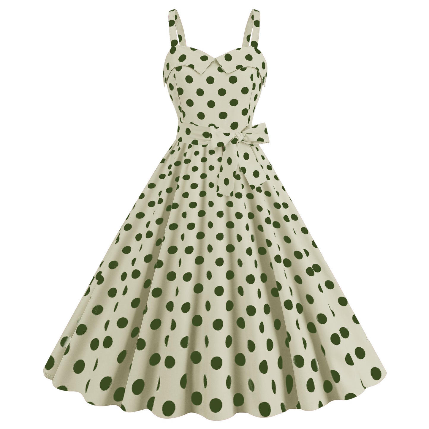 Women's Spaghetti Straps Chest Wrap Polka Dot Dresses