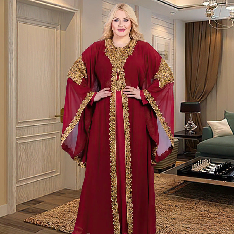 Malay Bell Sleeve Thorn Robe Embroidered Dresses