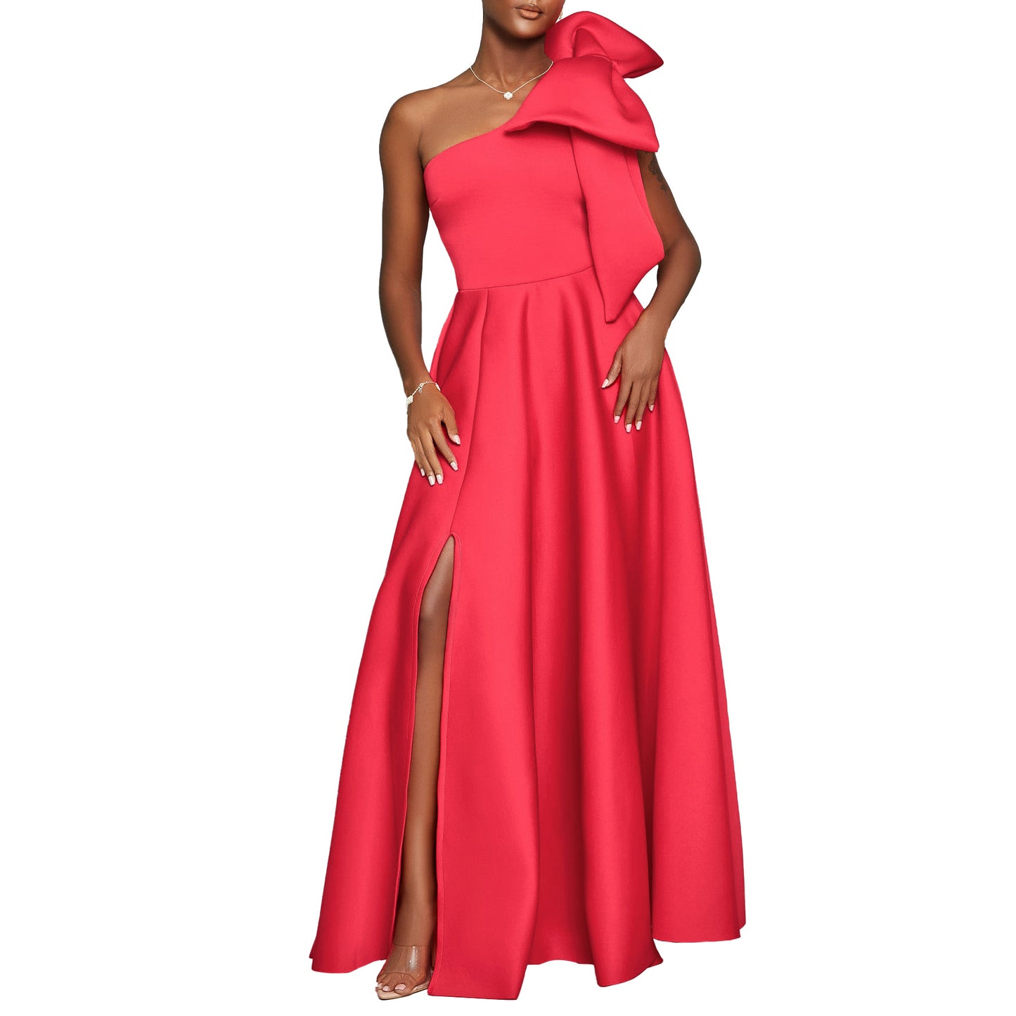 Women's Slant Shoulder Big Bow Sexy Formal Dresses