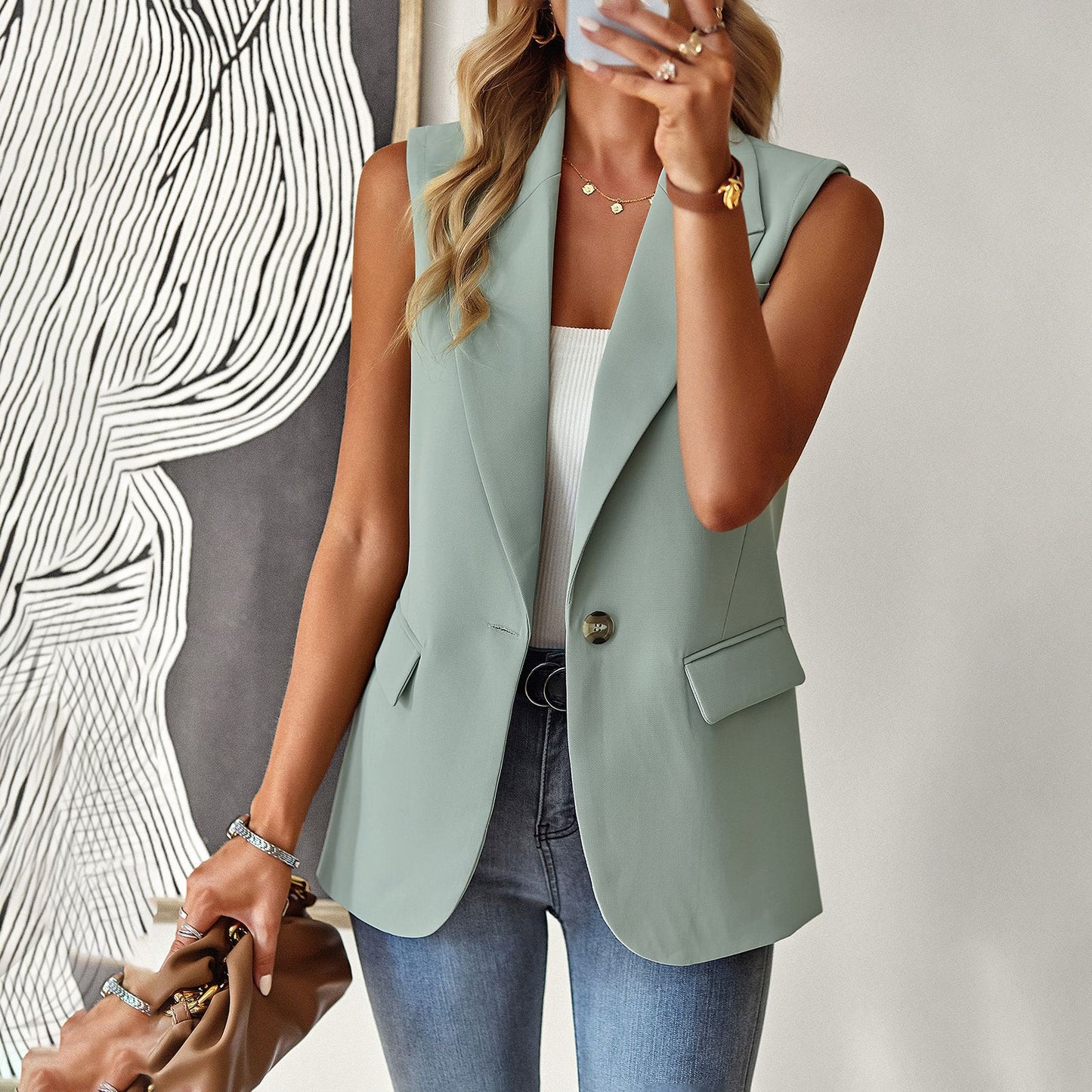 Women's Beautiful Loose Temperament Commuter Sleeveless Blazers