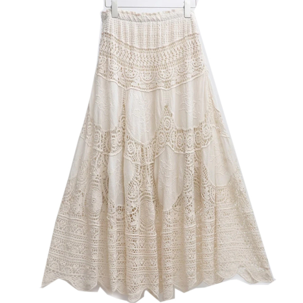 Crocheted Hollow Pure Cotton An Embroidered Summer Vacation Large Skirts