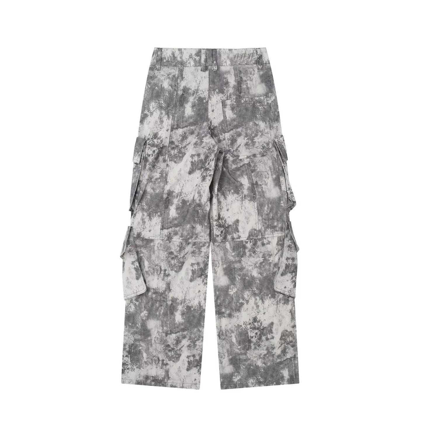 Women's French Loose Pockets Printed Mid Waist Pants