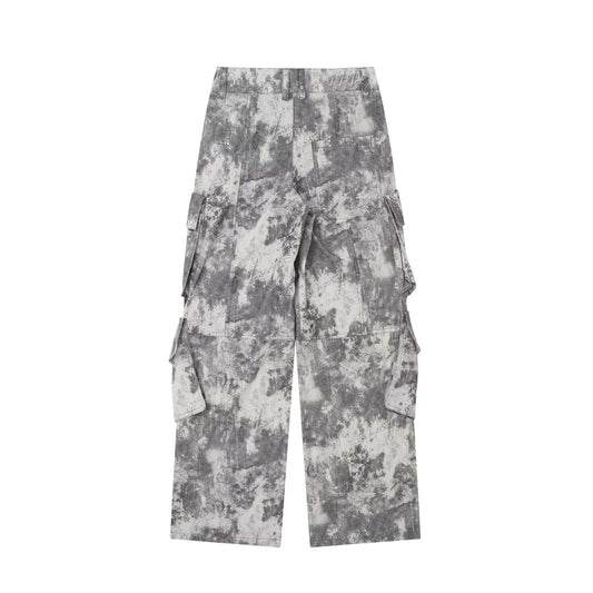 Women's French Loose Pockets Printed Mid Waist Pants