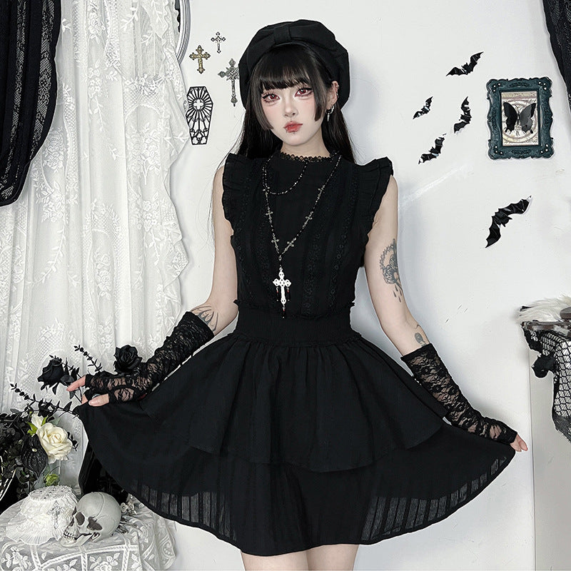Gothic Dark Style Little Witch Pattern Cotton Dresses