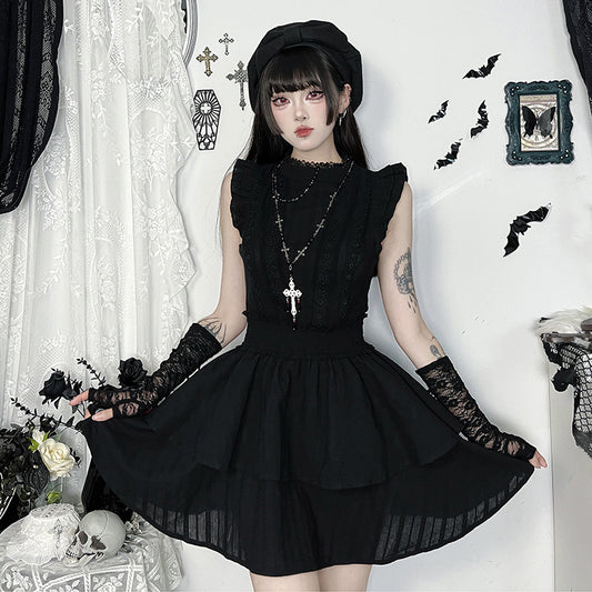 Gothic Dark Style Little Witch Pattern Cotton Dresses