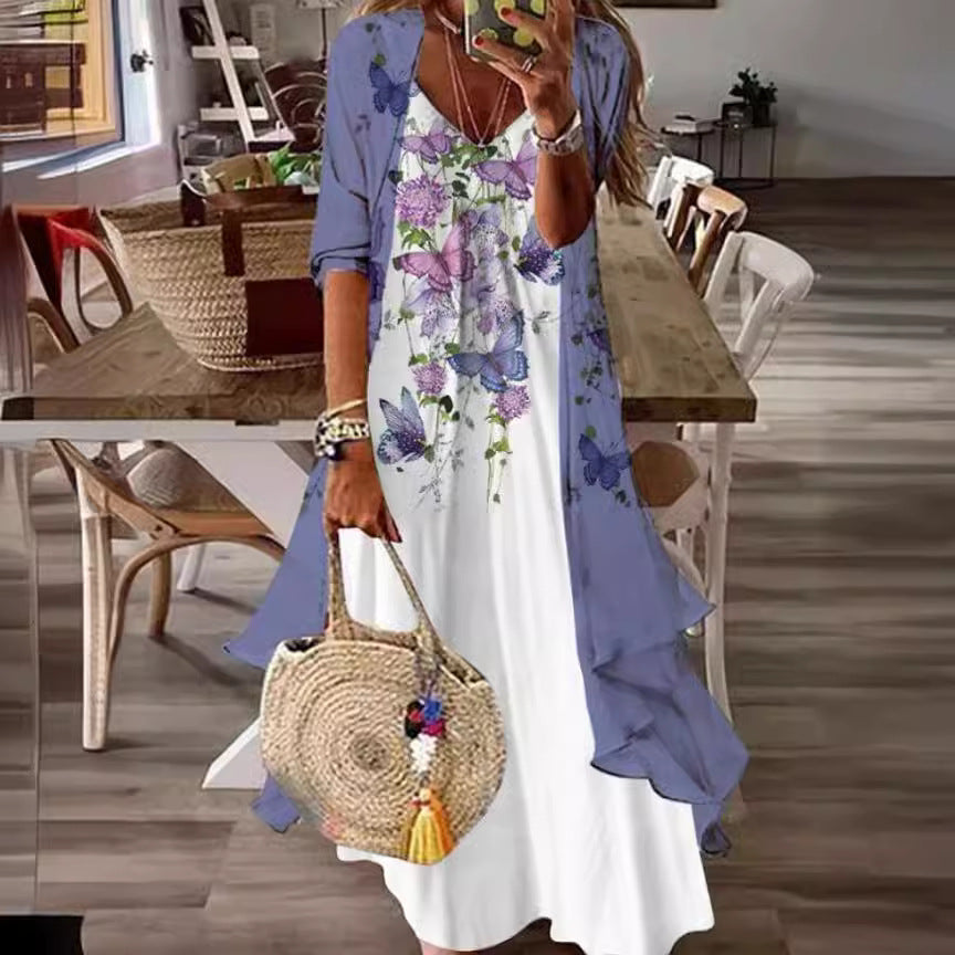 Women's Print Holiday Suspender Dress Indian Style Dresses