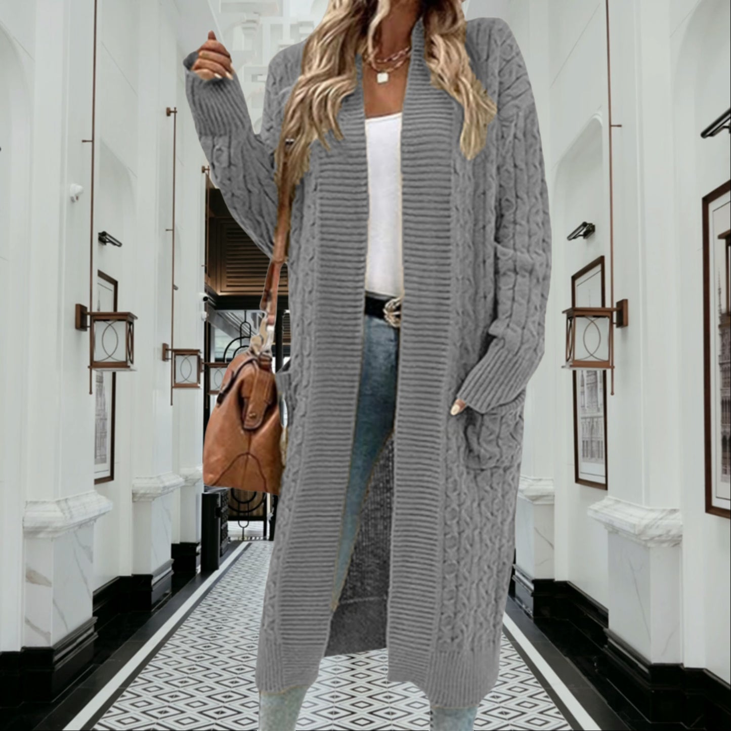 Women's Attractive Pretty Twist Loose Pockets Knitwear