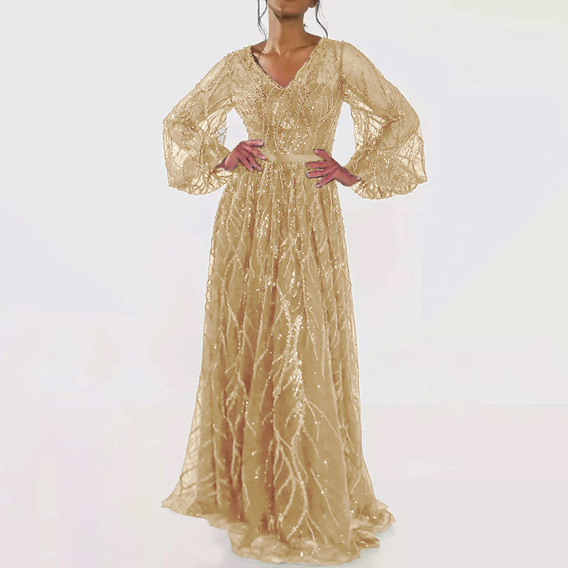 Sequins Dress Simple Tassel Sequin Long Dresses