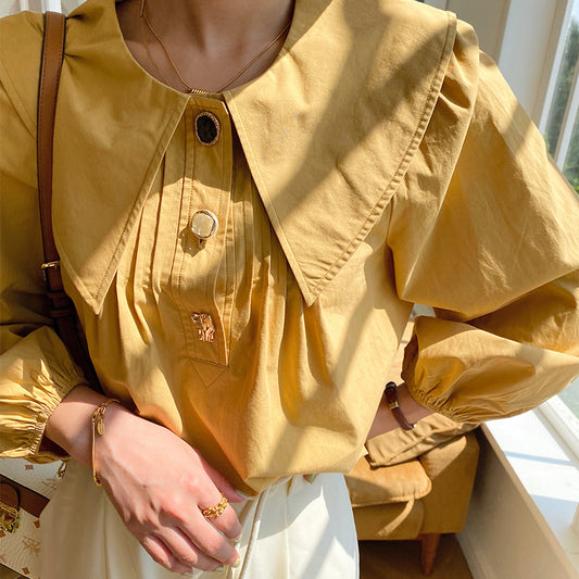 Women's Shirt Long Sleeve French Style Doll Collar Clothing