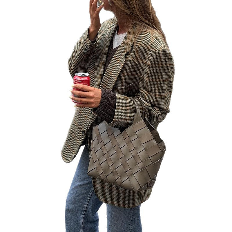 Women's French Style Temperament Simple Plaid Autumn Suits