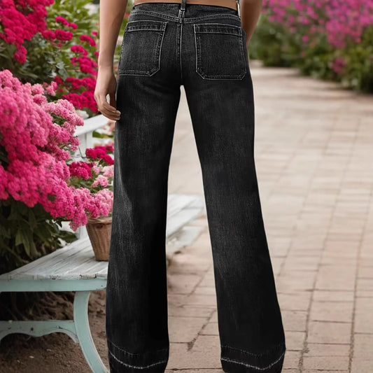 Women's Spring Slimming Wide Leg Temperament Jeans