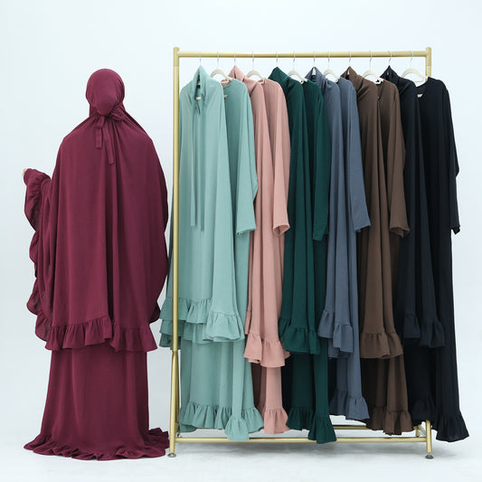 Trendy Turkey Solid Color Dress Headscarf Dresses