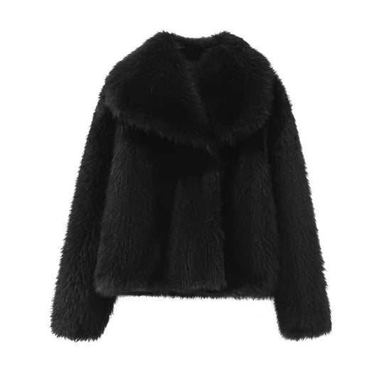 Women's Trendy Fur Faux Large Lapel Fox Coats