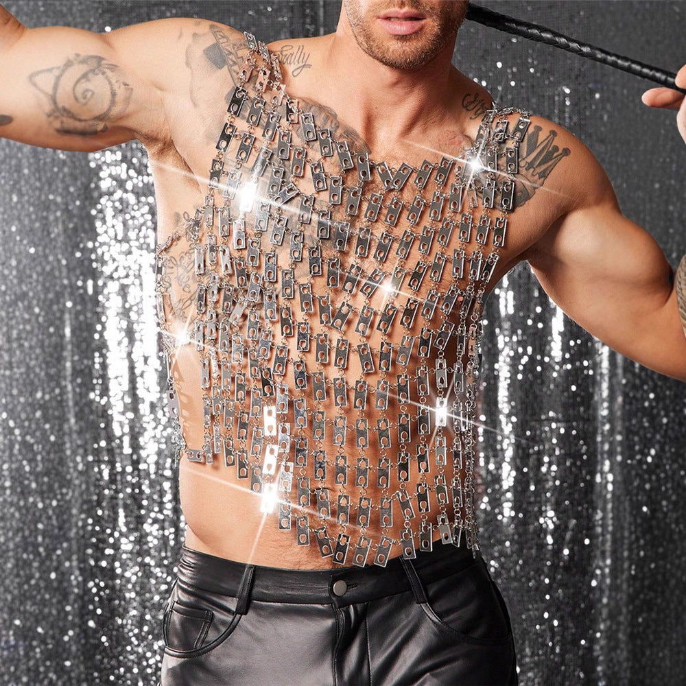 Men's Nightclub Sexy Luxury Acrylic Hollow Mirror Tops