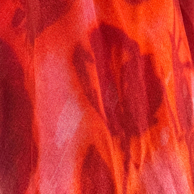 Women's Summer Red Printed Silk Blue Long Sleeve Dress Dresses