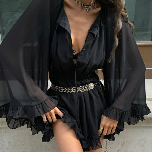 Mesh Long Sleeve Black Dress Fashion Dresses