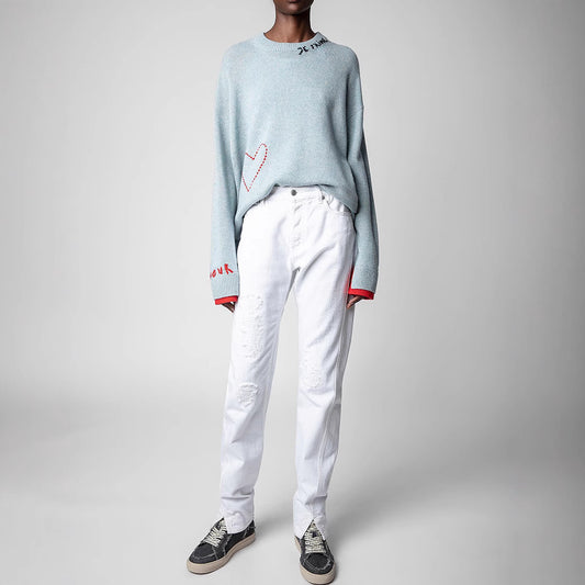 Women's Autumn French Niche Letter Love Embroidery Sweaters