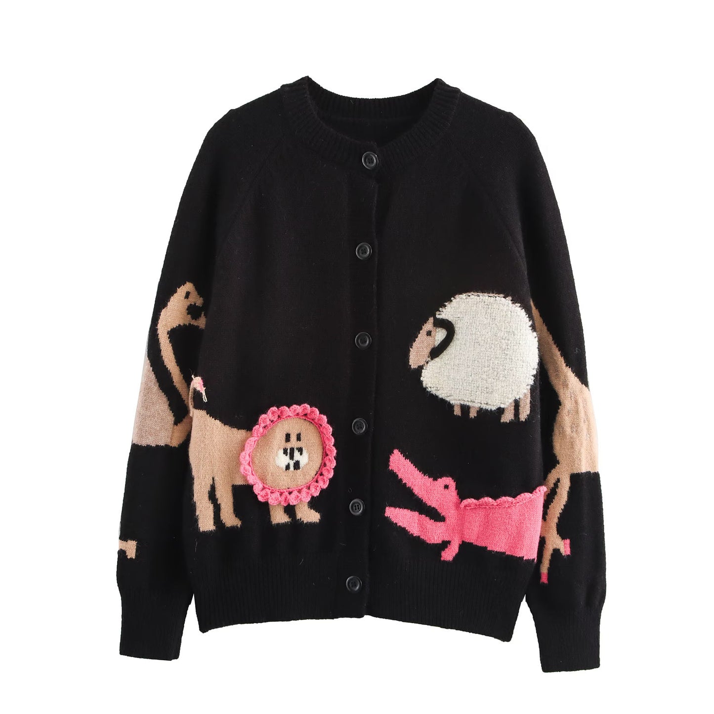 Women's Animal Three-dimensional Jacquard Round Neck Knitted Knitwear