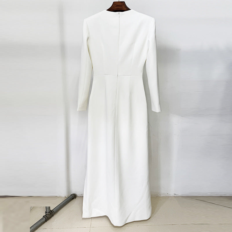 Long Dress Embroidered Beaded Flower Sleeve Dresses
