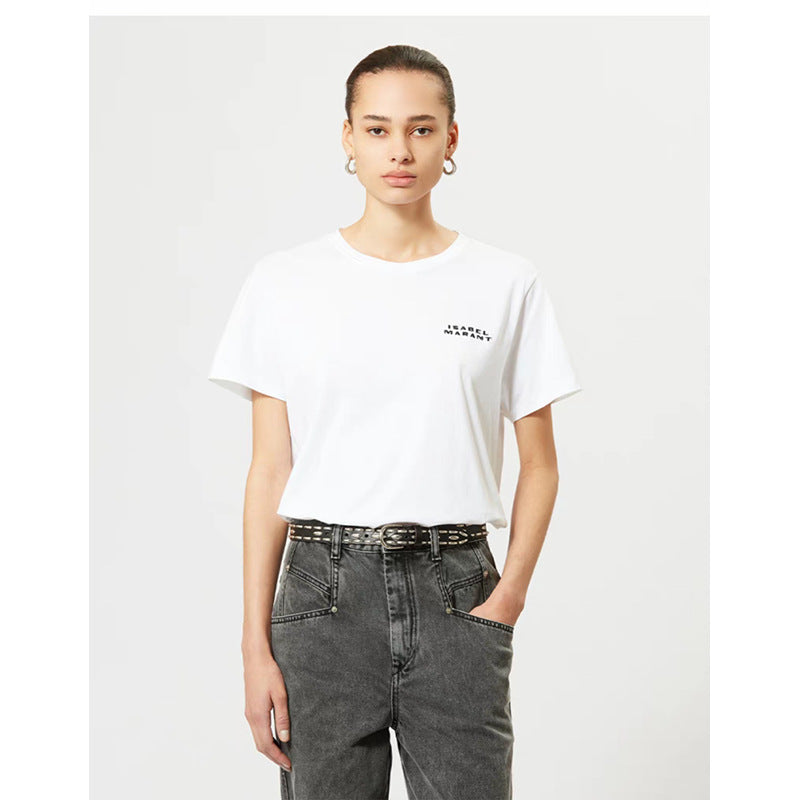 Women's North American Niche Letters Embroidery Cotton Black Blouses