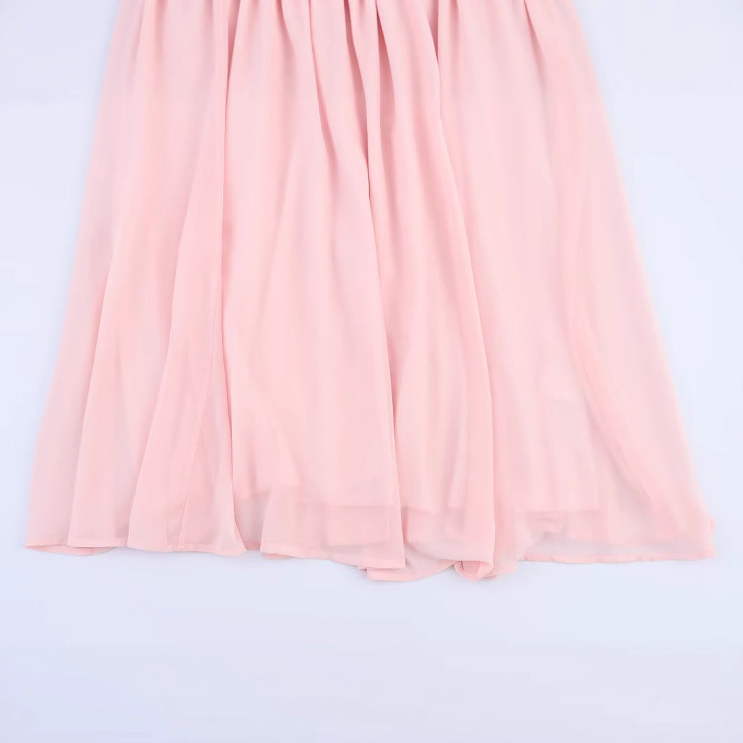 Women's French Style Round Neck Waist Trimming Dresses