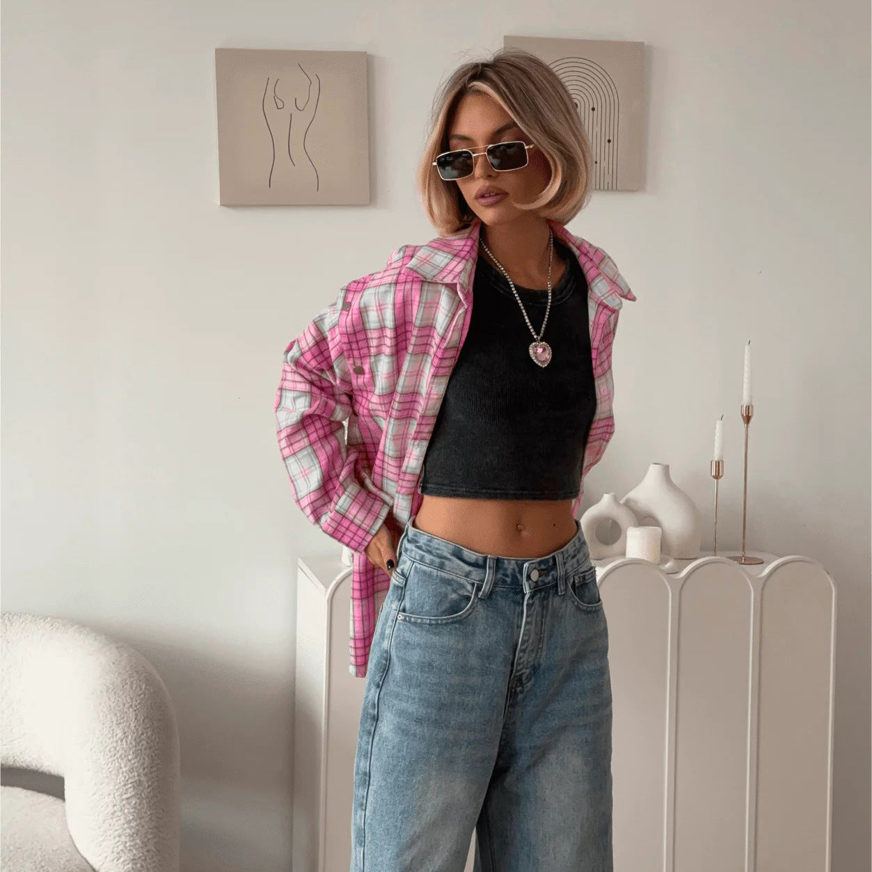Women's Shirt Loose Detachable Long Sleeve Lapel Blouses