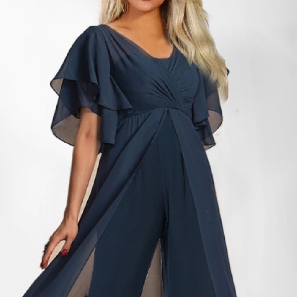 Women's Summer Fashion Solid Color Sleeve High Pants