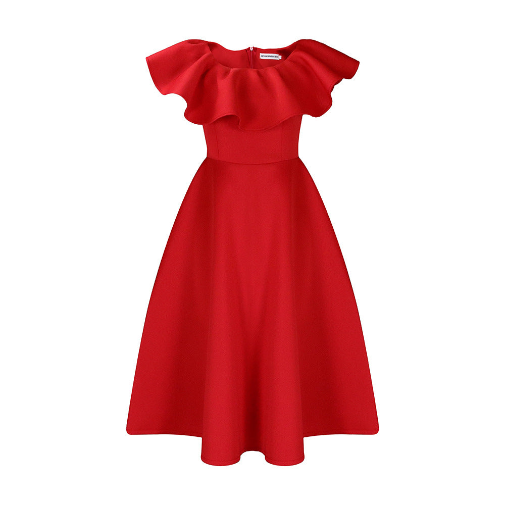 Women's Summer Fashion Elegant Ruffle Large Banquet Dresses