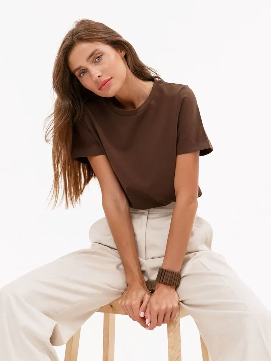 Women's Cotton Short-sleeved T-shirt Summer Fashion Home Versatile Round Neck Blouses
