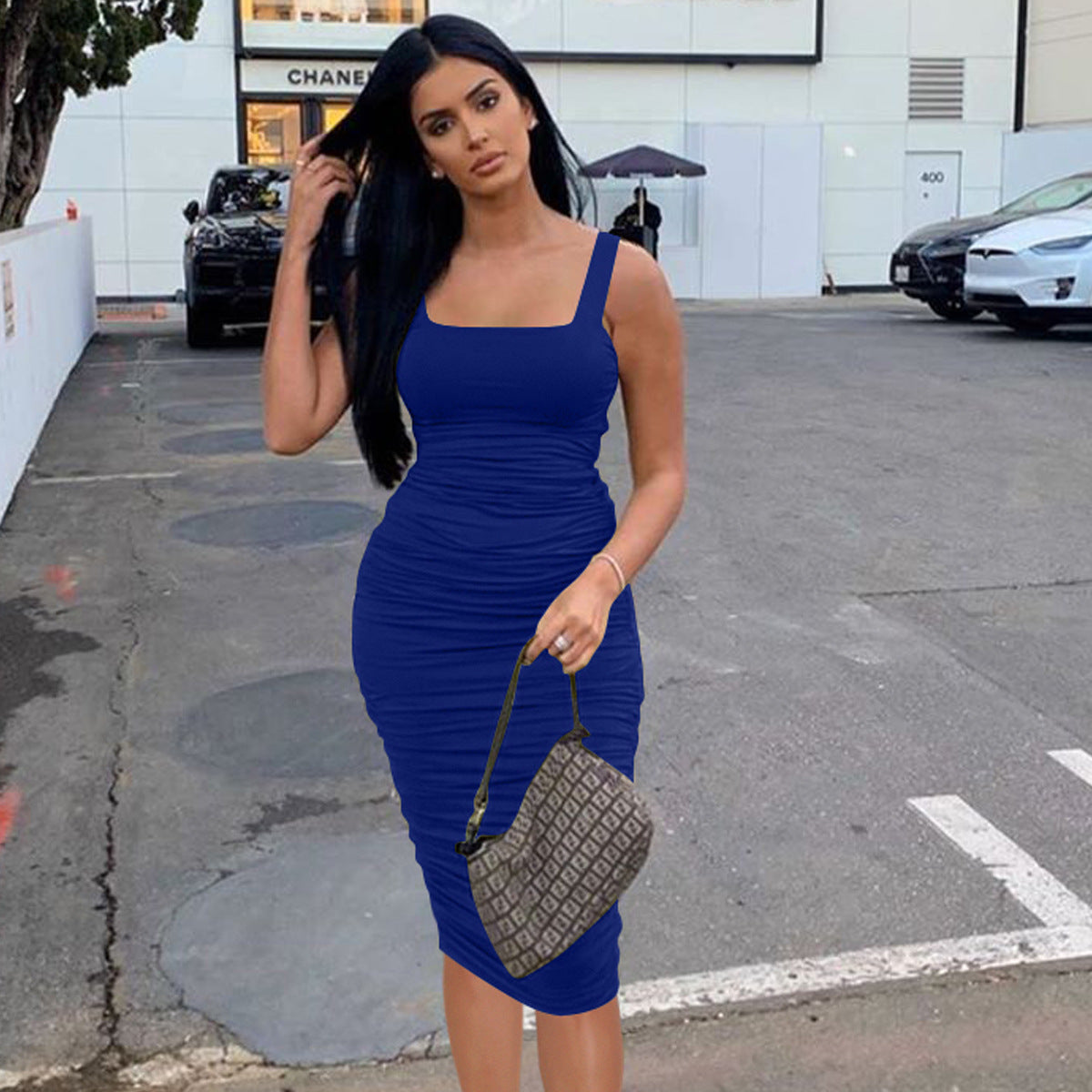 Women's Sexy Backless Dress Summer Temperament Pleated Dresses