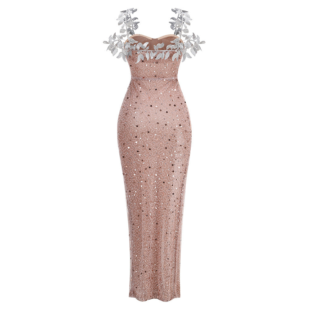 Women's Fashion Dress Strapless Long Type Slit Dresses
