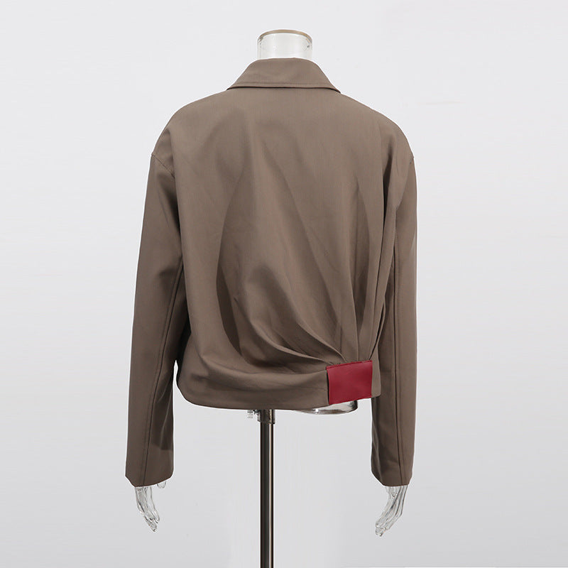 Casual Solid Color Fashion Polo Collar Long Sleeve Zipper Jackets