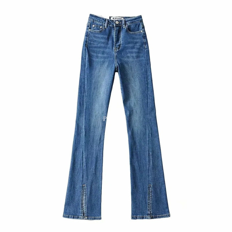 Women's Irregular Stretch Slimming Slim Fit Slit Jeans